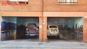 graffiti mural parking puertas y paredes citroen 2 caballos seat 600